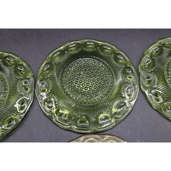 Vintage Bartlett Collins 3 Green & 3 Amber Glass  Bread Plates 5 3/4” - Picture 9 of 13